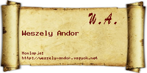 Weszely Andor névjegykártya